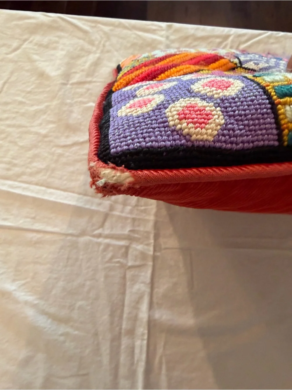 Vintage Colorful Patchwork hand stitched Pillow - Multicolor